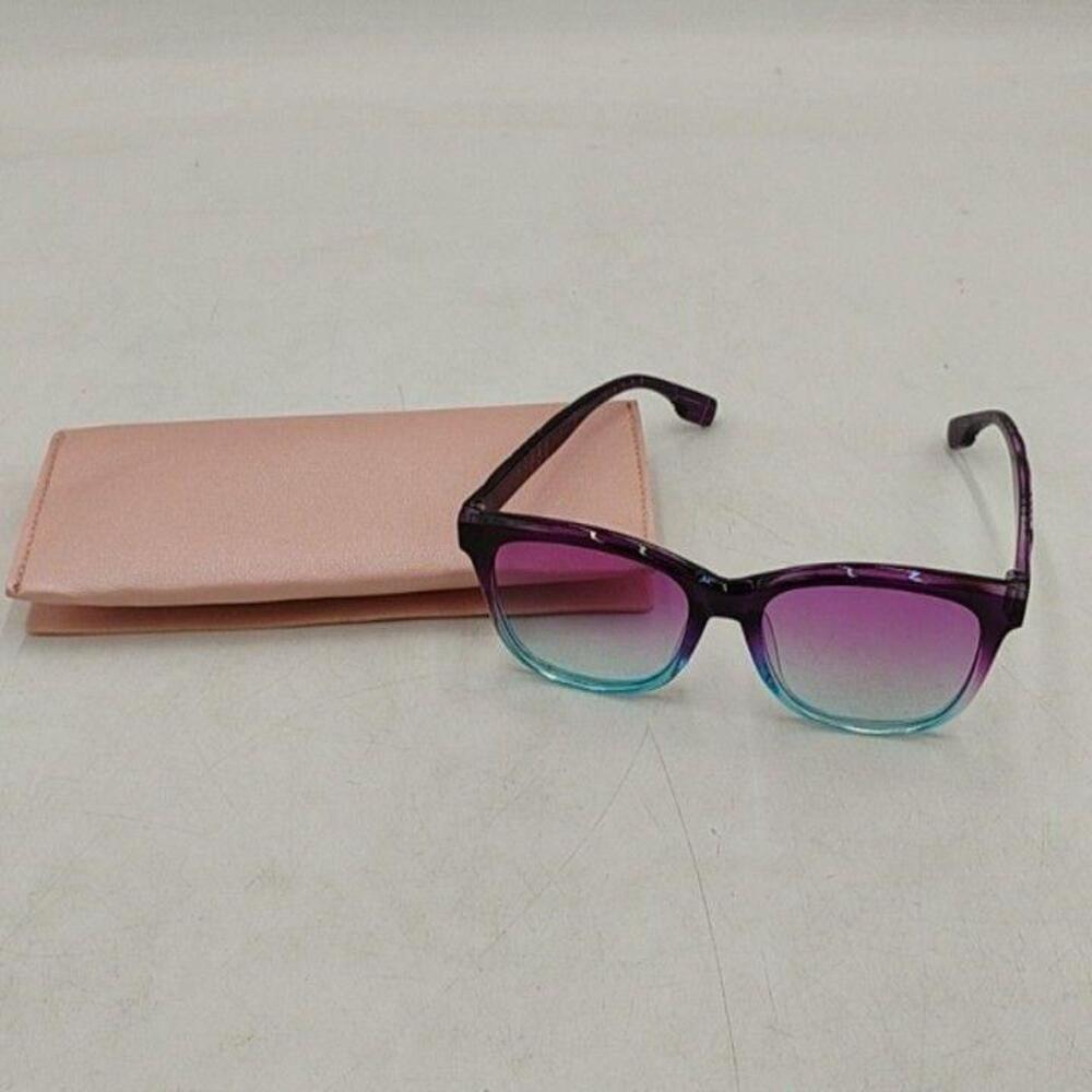 Square Sunglasses Womens Purple Frame Purple Gradient Lens With Pink Case
